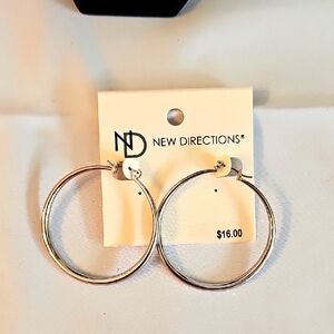 (0007) New Directions Silver Hoop Earrings